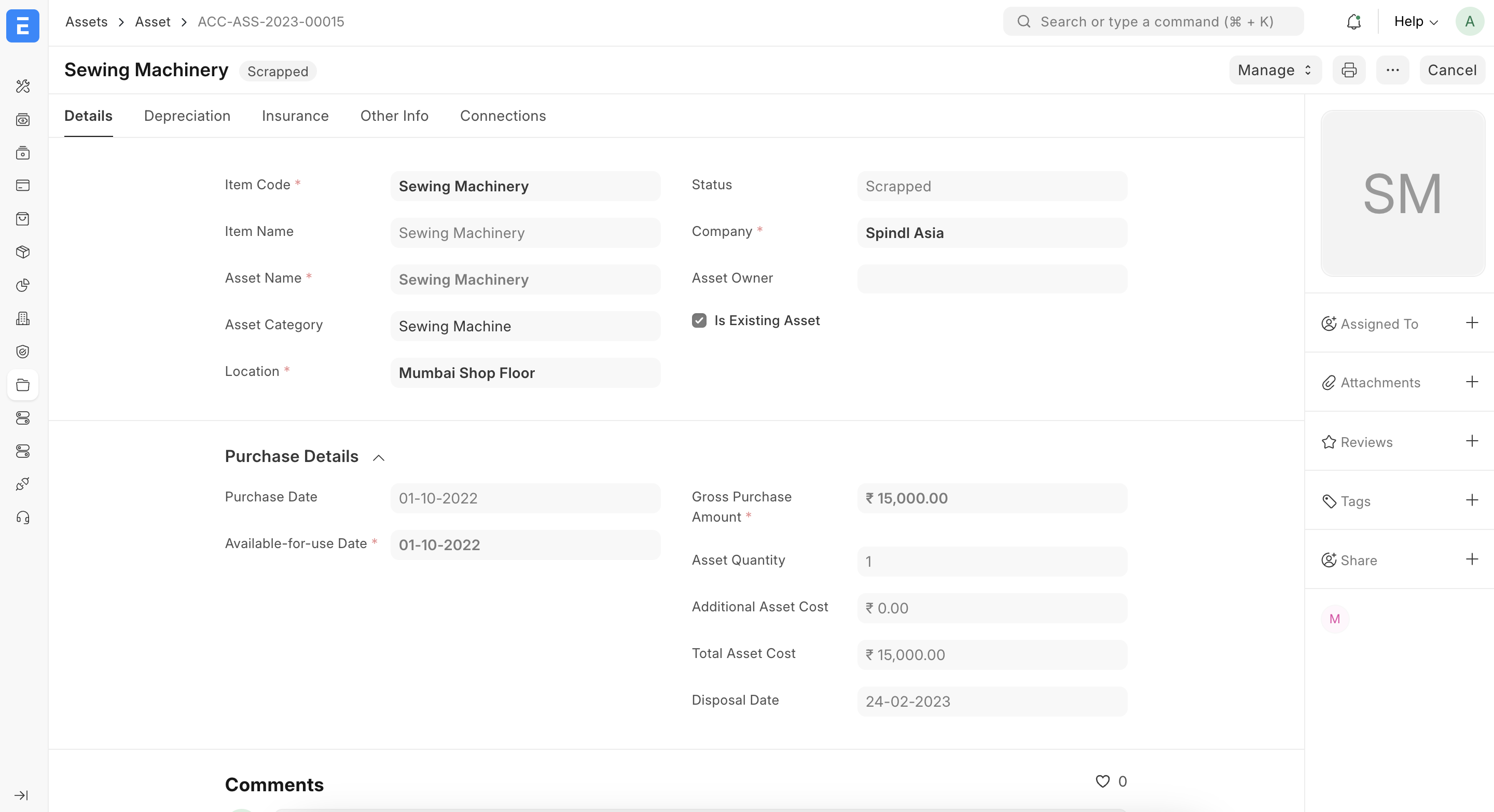 Vyradenie majetku (scrap)