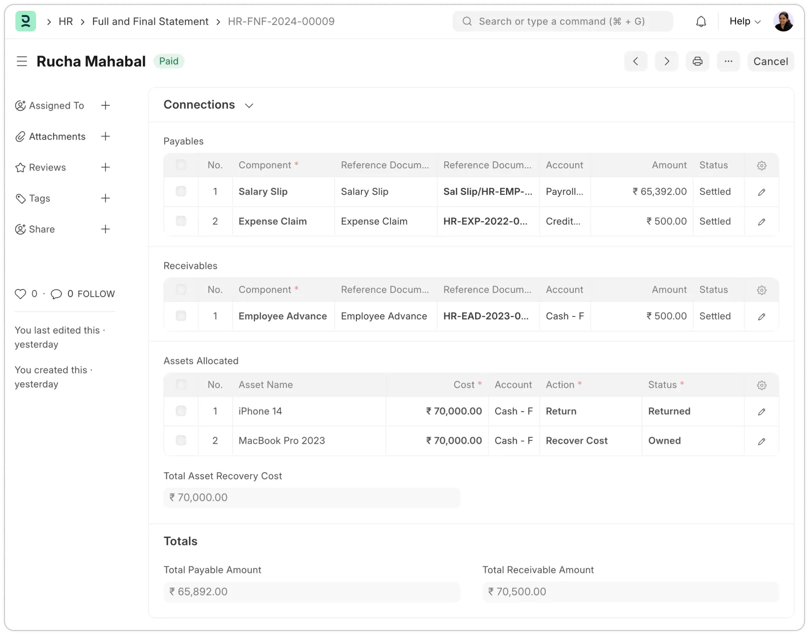 Vyúčtovanie pri odchode (full and final)