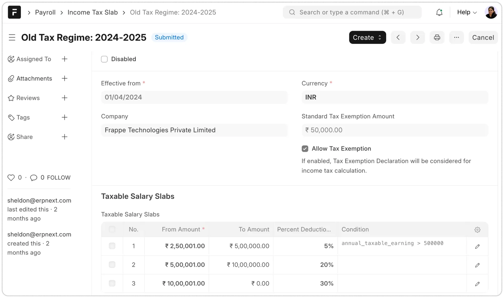 Nastavenie pásiem dane z príjmu